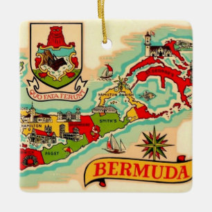 Oude Klassieke Bermuda Kaart Keramisch Ornament