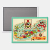 Oude klassieke Bermuda kaart Magneet (Voorkant / Achterkant)