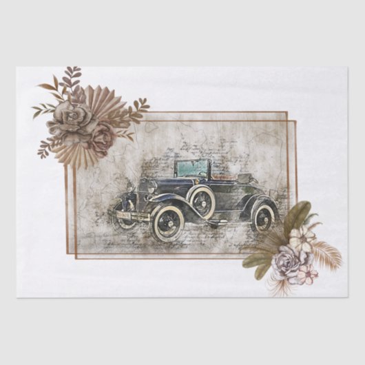 Oude  Klassieke Boho Car Decoupage Tissuepapier (Voorkant)