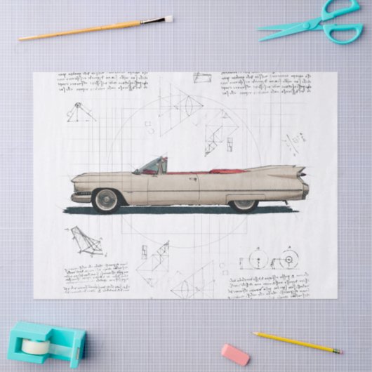 Oude klassieke clasische cacillac, cabriolet tissuepapier (Craft)