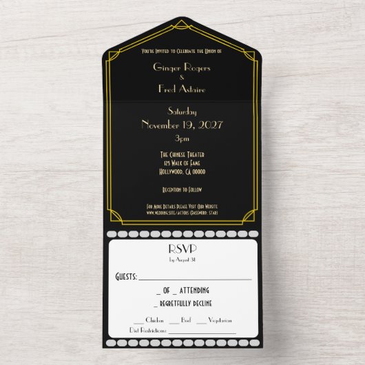 Oude Klassieke Hollywood All In One Uitnodiging (Binnen)