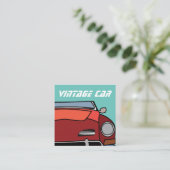 Oude klassieke vintage auto vierkante visitekaartje (Staand voorkant)
