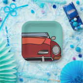 Oude Klassieke Vintage Car Birthday Papieren Bordje (Feest)