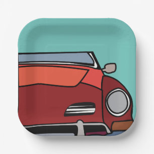 Oude Klassieke Vintage Car Birthday Papieren Bordje