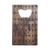 Oude kleine deur binnen grote versterkte houten de creditkaart flessenopener (Voorkant)