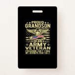 Oude kleinzoon van een legerveteraan - vrijheid badge<br><div class="desc">Oude kleinzoon van een legerveteraan - vrijheid</div>