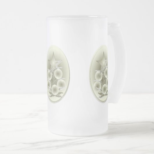 Oude kleur kerst matglas bierpul (Voorkant rechts)