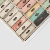 Oude Kleurrijke Lade Houten Eenheid AT6 Decoupage Tissuepapier (Detail)