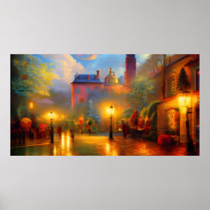 Oude kleurrijke vakantie kunst thema poster