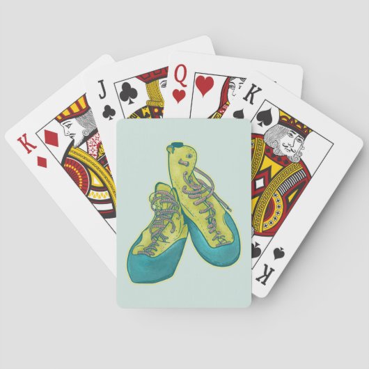 Oude klimschoenen rotsklimmen pokerkaarten (Achterkant)
