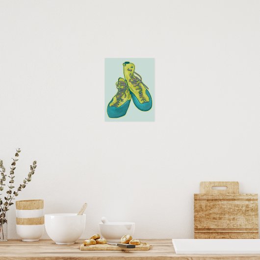 Oude klimschoenen rotsklimmen poster (Keuken)
