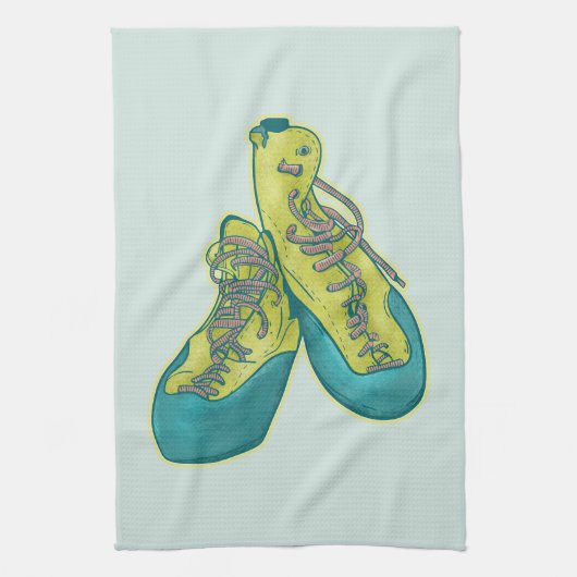Oude klimschoenen rotsklimmen theedoek (Verticaal)