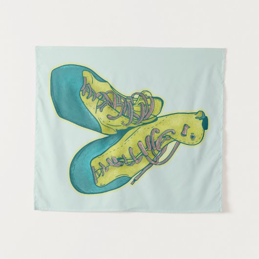 Oude klimschoenen rotsklimmen wandkleed (Voorkant (horizontaal))