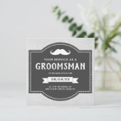 Oude Kloeke Snor Bruidsjonker Verzoek Kaart (Staand voorkant)