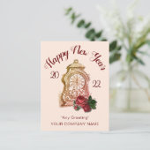 Oude klok bedrijf gelukkig nieuwjaar ansichtkaart briefkaart (Staand voorkant)