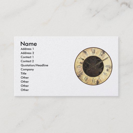 Oude klok visitekaartje (Voorkant)