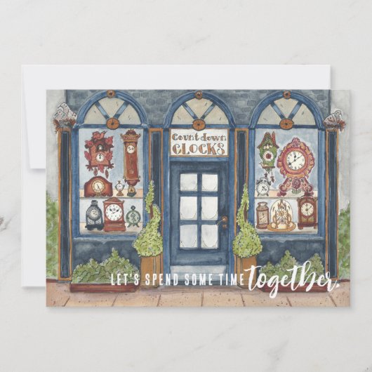 Oude Klok Winkel Oud en Nieuw Feestje Kaart (Voorkant)