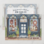 Oude Klok Winkel Oud en Nieuw Feestje Kaart (Voorkant / Achterkant)