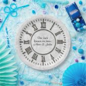 Oude klok zonder handen Damask Satijn Papieren Bordje (Feest)