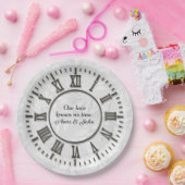Oude klok zonder handen Damask Satijn Papieren Bordje (Feest)