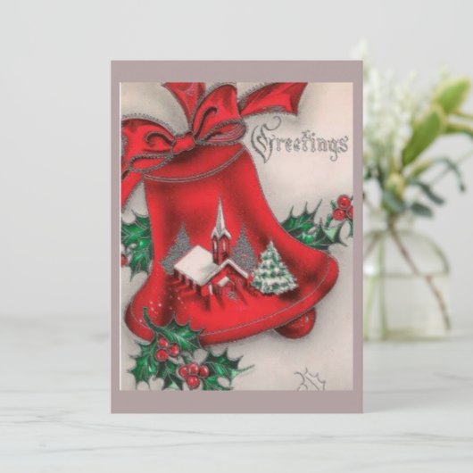 Oude klokgroeten  feestdagenkaart (Staand voorkant)