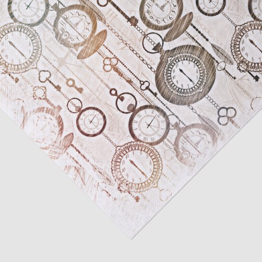 Oude klokken, tijdstukpatroon, retroillustratie tissuepapier (Detail)