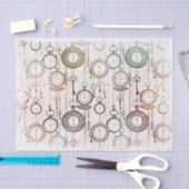 Oude klokken, tijdstukpatroon, retroillustratie tissuepapier (Craft)