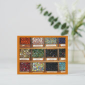 Oude knikkers in doosjes briefkaart (Staand voorkant)