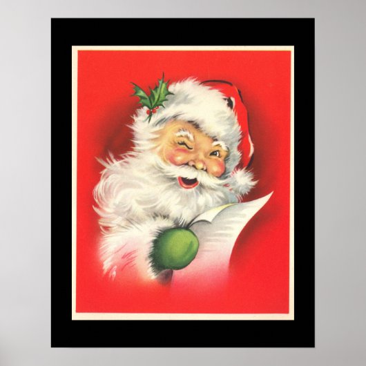 Oude knipogende joviale kerstman - Poster (Voorkant)