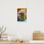 Oude knopen in een pot poster (Keuken)