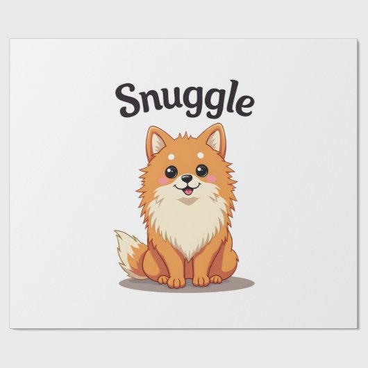 Oude knuffel pomeranian leuke hond illustratie D Cadeaupapier (Vlak)