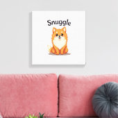 Oude knuffel pomeranian leuke hond illustratie D Canvas Afdruk (Insitu (Woonkamer))