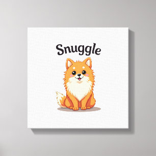 Oude knuffel pomeranian leuke hond illustratie D Canvas Afdruk