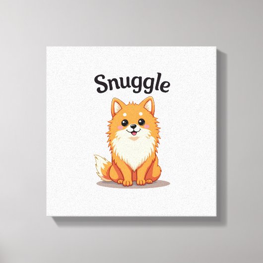 Oude knuffel pomeranian leuke hond illustratie D Canvas Afdruk (Voorkant)