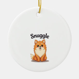 Oude knuffel pomeranian leuke hond illustratie D Keramisch Ornament