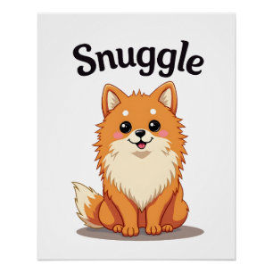 Oude knuffel pomeranian leuke hond illustratie D Perfect Poster