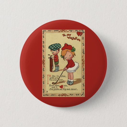 Oude knuffelige Valentijnsdag, kinderensportgolf Ronde Button 5,7 Cm (Voorkant)