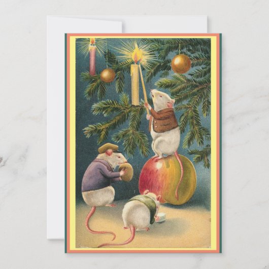 Oude knuffige muizen die kaarsen aansteken op de k feestdagenkaart (Voorkant)