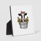 Oude koe in tobbe zonnebloem vlinder vector ontwer fotoplaat (Voorkant)