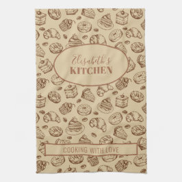 Oude koekjes patroon gepersonaliseerde naam keuken theedoek