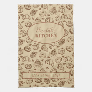 Oude koekjes patroon gepersonaliseerde naam keuken theedoek