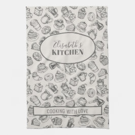 Oude koekjes patroon gepersonaliseerde naam  theedoek