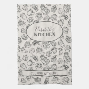 Oude koekjes patroon gepersonaliseerde naam theedoek