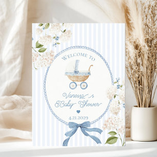 Oude Koets Franse Blauwe Baby Shower Welkom Poster