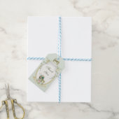 Oude Koets Groen Goud Rozen Gingham Cadeaulabel (Met Touw)