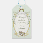 Oude Koets Groen Goud Rozen Gingham Cadeaulabel (Achterkant)