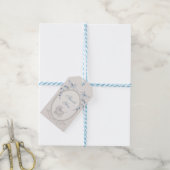 Oude Koets Ivoor Geruit Blauwe Vogels Cadeaulabel (Met Touw)