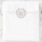 Oude Koets Ivoorkleurig Blauw Gingham Ronde Sticker (Tas)