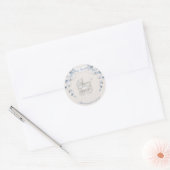 Oude Koets Ivoorkleurig Blauw Gingham Ronde Sticker (Envelop)