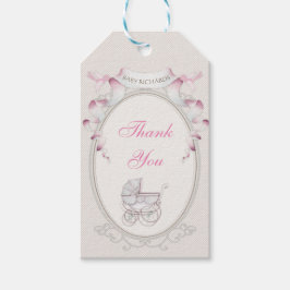 Oude Koets Ivoors Beige Roze Vogels Cadeaulabel